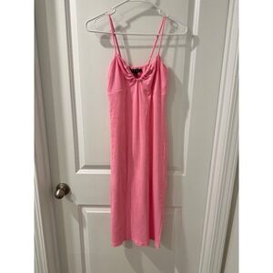 FORE Pink Mini Dress‎ Ribbed Bodycon Spaghetti Strap Sleeveless Party Size M